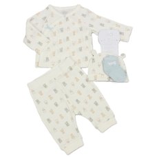N14752: Baby Boys Waffle Fabric Top, Pant, Hat & Socks Outfit (0-9 Months)